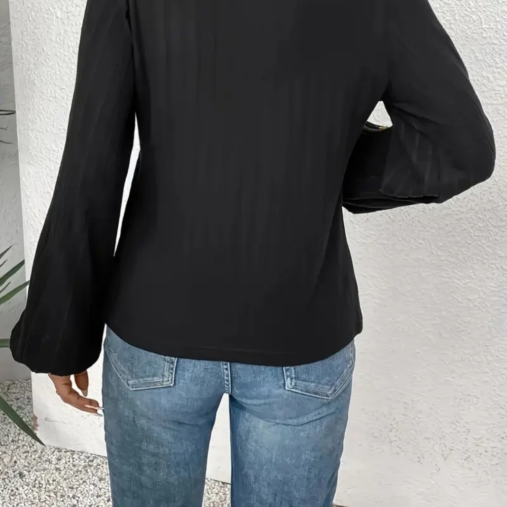 Black Granny Square Long Sleeve Women's Top Sz XXL - Picture 3 of 3